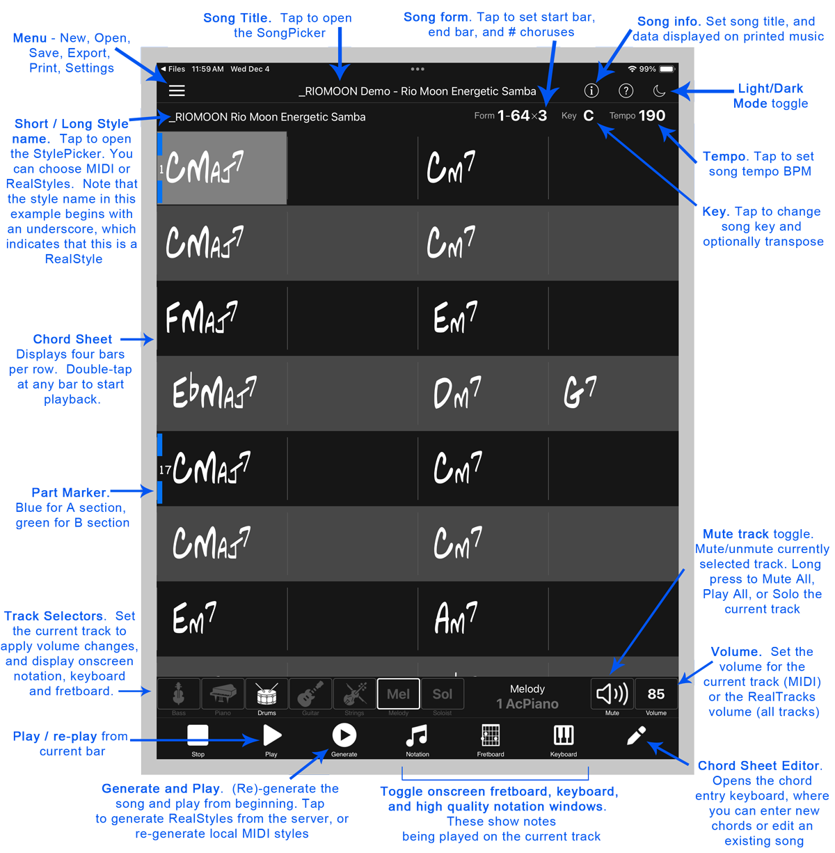 Main Band-in-a-Box Screen