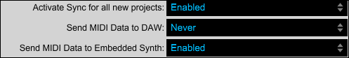 MIDI sync setting