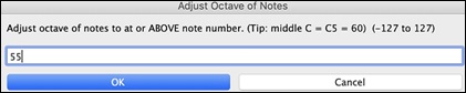 adjust octave of notes dialog