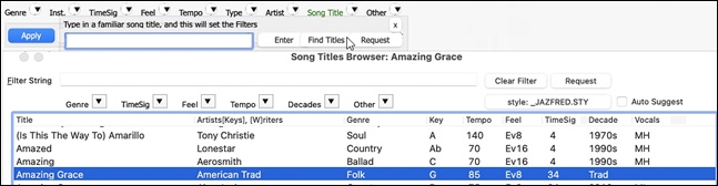 Song Titles Browser