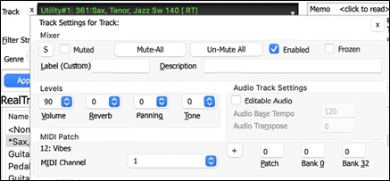 Track Settings panel