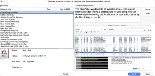 Feature Browser dialog