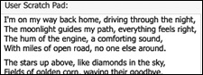 AI Lyrics window - User Scrach Pad