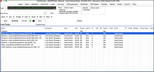 UserTracks Picker (modal)