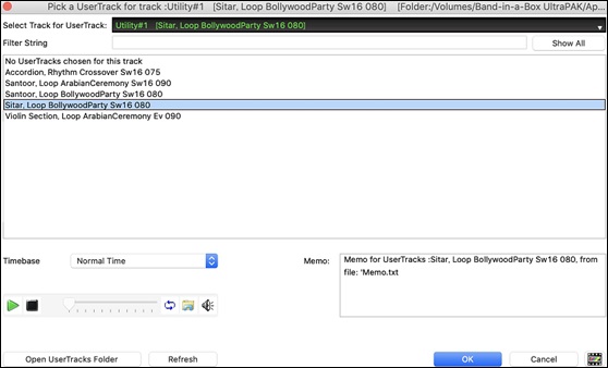 UserTracks Picker (modal)