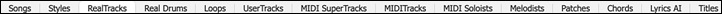 track type tabs