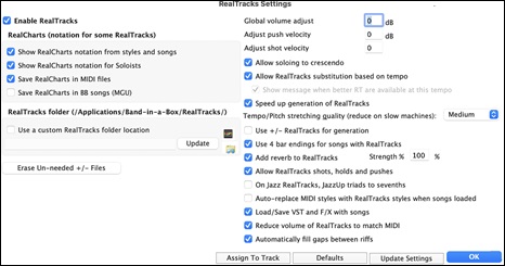 RealTracks Settings