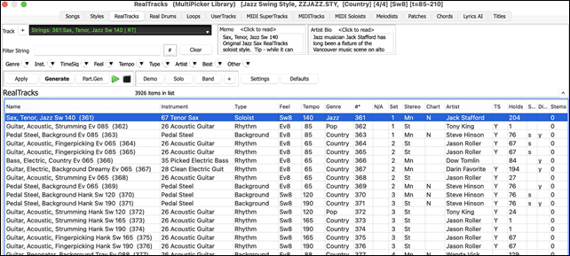 RealTracks Picker (floating)