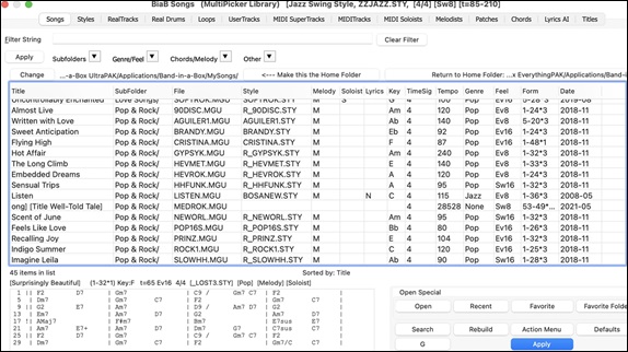 MultiPicker Library - Songs