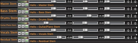 stem tracks on the Mixer