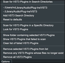 the [Options] button menu