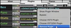 Mixer - Plugins - right-click menu