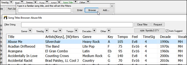 Song Titles Browser