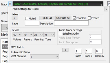 Track Settings panel