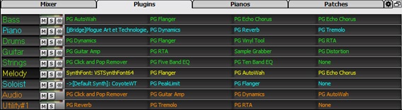 Mixer - Plugins panel