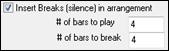 Arrangement Options dialog - Insert breaks (silence) in arrangement