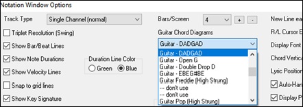 Notation Window Options dialog