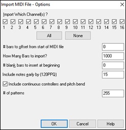 Import MIDI FIle Options dialog