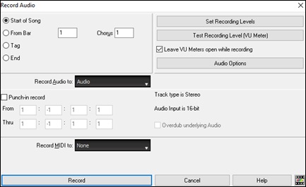 Record Audio dialog