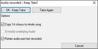 Audio Record Finished dialog