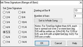 Set Time Signature dialog