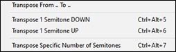 Edit | Transpose submenu 