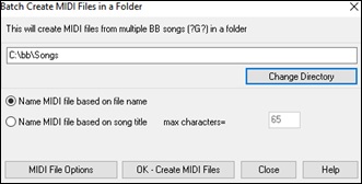 Batch Create MIDI Files in a Folder dialog