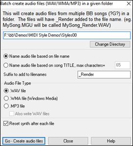 Batch create audio files dialog