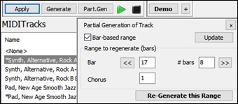 MIDI Track Picker (floating) -  Partial Track Generation panel