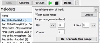 Melodist Picker (floating) - Partial Generation Panel