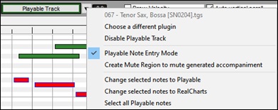 Playable Tracks menu options