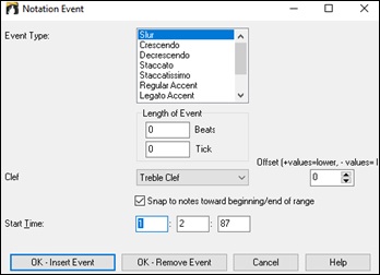 Notation Event dialog 