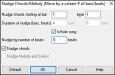 Nudge Chords/Melody dialog