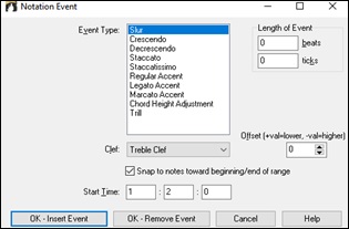 Notation Event dialog 