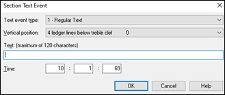 Section Text Event dialog
