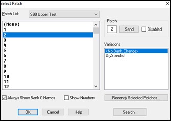 Select Patch dialog